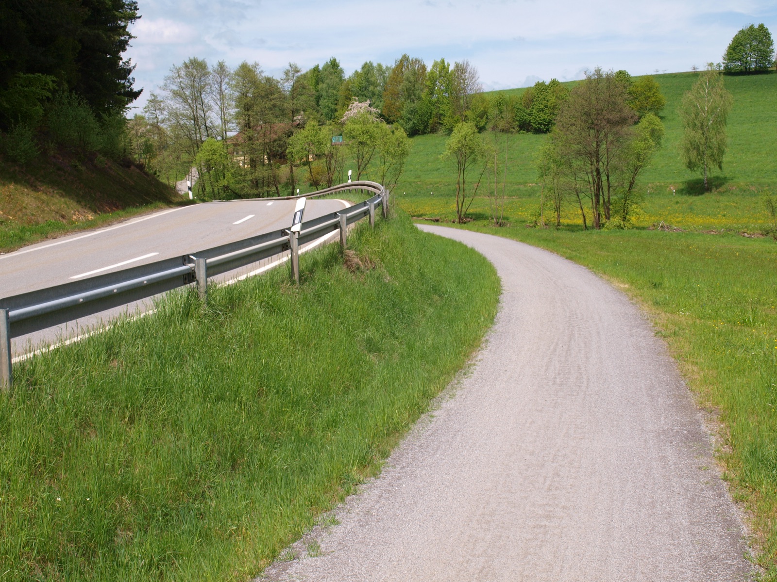 Grassy Donau-Regen cycle track near Konzell in the Bavarian Forest region
